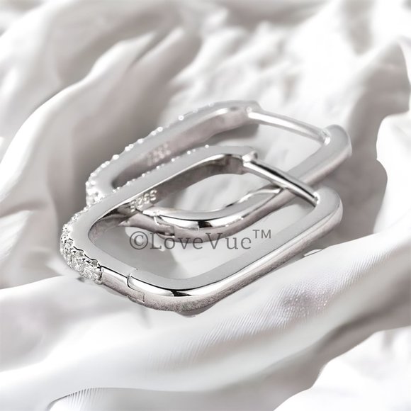 1.8mm Diamond Brilliant Cut Paperclip Hoop Earrings - Picture 3 of 14